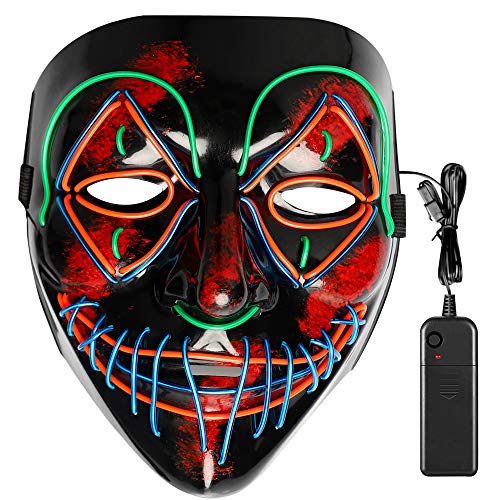 Scary Halloween Mask, Halloween LED Light Up Mask, Purge Mask for