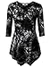 DJT Women's Color Block Handkerchief Hem Short Sleeve Tunic Tops X-Large Black
