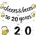 20th Birthday Decorations Cheers to 20 Years Banner for Men Women Birthday Backdrop Wedding Aniversary Party Supplies Decorations Black Glitter Pre Strung
