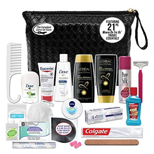Convenience-Kits-International-Womens-Premium-21-Piece-Kit-with-Travel-Size-TSA-Compliant-Essentials-Featuring-LOreal-Paris-Hair-Products-in-Stylish-Cosmetic-Bag