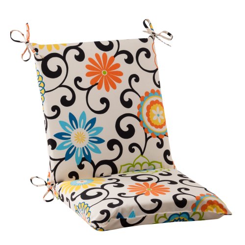 Indoor/Outdoor Pom Pom Play Squared Chair Cushion, Lagoon