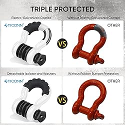 TICONN 2 Pack D Ring Shackle with 7/8" Screw Pin