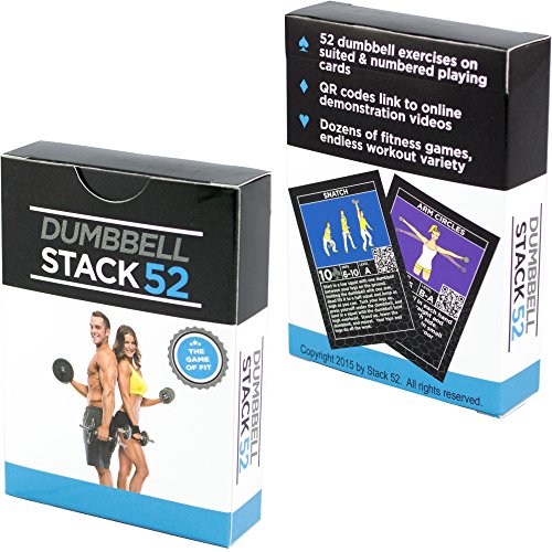 Stack 52 Dumbbell Exercise Cards by Strength Dumbbell Workout Playing Card Game. Video Instructions Included. Perfect for Training with Adjustable Dumbbell Free Weight Sets and Home Gym Fitness. - Thumbnail 2
