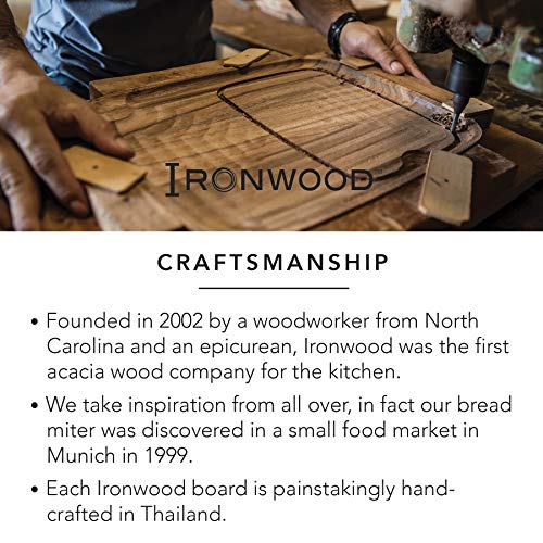 Ironwood Gourmet 28195 Double-Sided Countertop Lyon Pastry/Cutting Board With Gravy Groove, Acacia Wood - Thumbnail 4