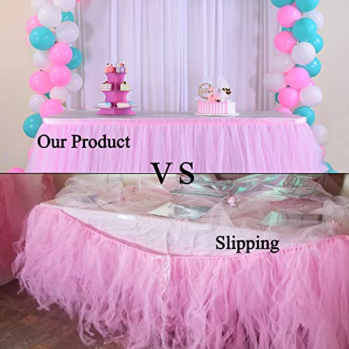 HBB Kids Handmade Tutu Tulle Table Skirt Cover for Girl Princess Birthday Party, Baby Shower, Slumber Party & Home Decoration-Beautiful, Eye Catching & Unforgettable Party Centerpiece, 1 yd, Pink - Thumbnail 4