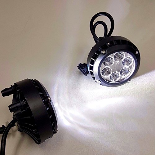 LEDIN For 2014-2015 GMC Sierra with Built-in LED Front Bumper Clear Fog Driving Lights Bezel Pair
