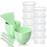 Teenitor Slime Making kit Tools with 10pcs Leakproof Clear Slime Storage Containers 4.5oz & 10 Set Durable Mixing Bowls(Diameter 3.93 inch)& Mixing Spoons for Slime Making Art