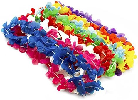 Deco4Fun Set of 500 Assorted Color Plastic Leis - CHOOSE YOUR QUANTITY - Colorful Floral Necklace for Party Wedding Favor Tropical Summer Island Rainforest Hula Girl Luau Theme Event