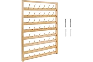 NW2 NW 48 Spools Wooden Thread Holder Sewing and Embroidery Thread Rack and Organizer Thread Rack for Sewing with Hanging Hooks for Wall