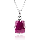 CRYSTALIS Natural Ruby Gem Stone Pendant Necklace, High Grade Rose Cut Crystal in Prong, Chakra Healing Stone, Delightful Women Jewelry, Dainty 925 Sterling Silver Chain 18 inch