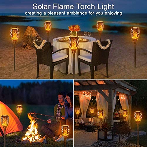 Vanpow Solar Fackel Garten Solar Flammenlicht mit wasserdicht IP65 Gartenleuchten 8 Stück Solarleuchte Automatische EIN/Aus Solar Fackel Solarlampen mit Realistischen Flammen für Außen/Garten/(12LED) – Bild 4