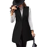 IDEALSANXUN Womens Long Wool Vest Fall Winter Sleeveless Blazer Jackets Double Breasted Trench Coats