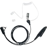 HEOPBIRD Multi-Pin Acoustic Tube Earpiece Compatible with HT750 | 1-pack multi-pin clear acoustic tube headset with PTT mic compatible with Motorola HT1250 GP328 MTX850 radios.