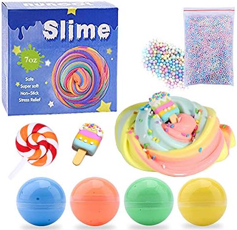 GoodGoodStudy--DIY Fluffy Slime, Fluffy Floam Slime Scented Stress Relief Toy for Kids, Super Soft Non Sticky Without Borax (4 Colors)