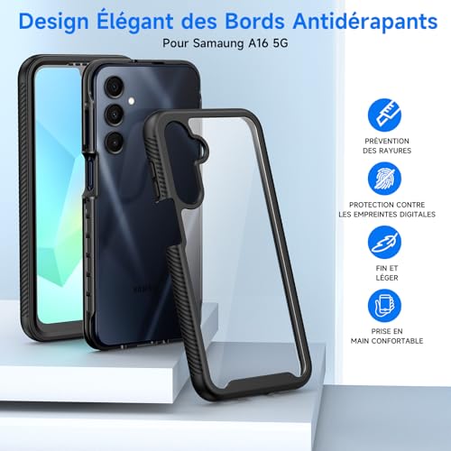seacosmo Case for Samsung A16 5G/4G, Samsung A17/A26 Case with Screen Protector, 360° Full Body Shockproof Anti-Scratch Double Sided Protection Case for Samsung Galaxy A17/A16/A26 4G/5G Black