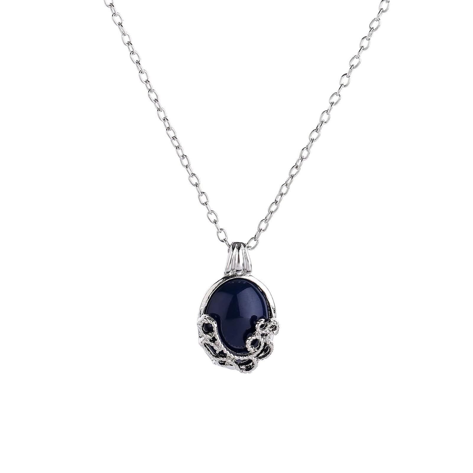GAUEIOUR The Vampire Elena Vervain Verbena Opening Necklace,Katherine Necklace Alloy Blue Crystal Movie Fans Presents Charm Vervain Locket Vampire Family Retro Pendant for Woman Halloween Jewellery