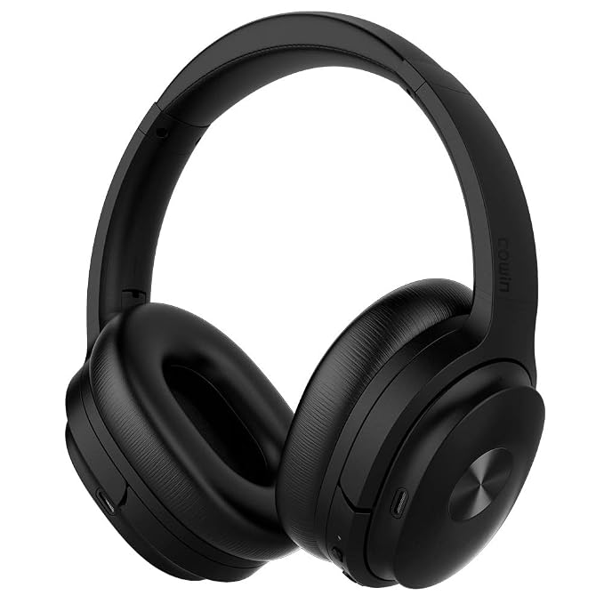 COWIN SE7 Active Noise Cancelling Headphones Bluetooth Headphones Wireless Headphones Over Ear with Mic/Aptx, Comfortable Protein Earpads 30H Playtime, Foldable Headphones for Travel/Work - Black