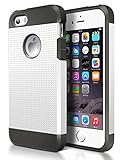 iPhone 5S Case,iPhone SE Case,Geminiman Hybrid Dual Layer Slim Case Flexible TPU Bumper & Hard PC Back Rugged Premium ShockProof Protective Durable Cover For iPhone 5S/SE/5(White)