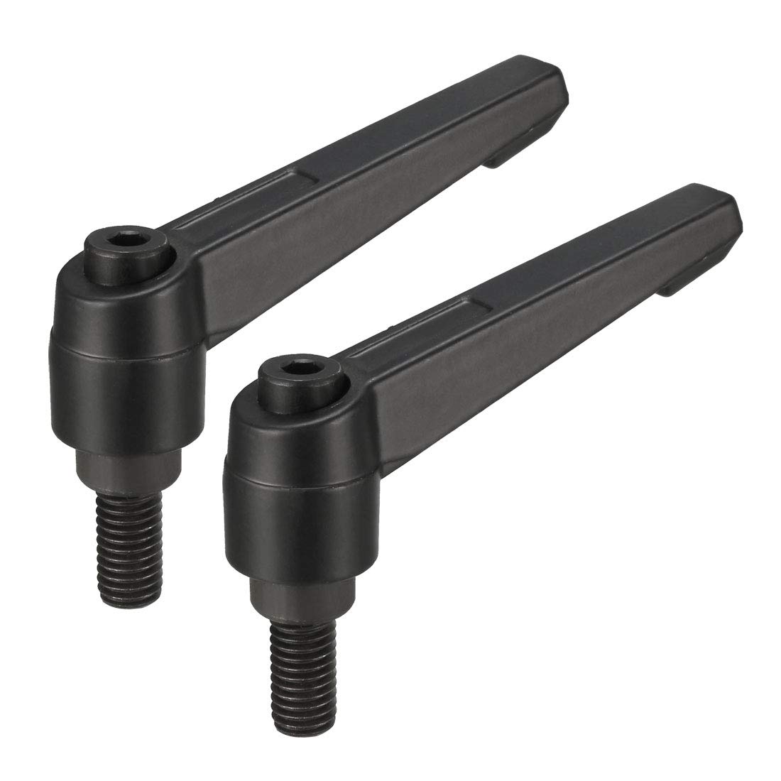 sourcing map M8 x 15mm Handle Adjustable Clamping Lever Thread Push Button Ratchet Male Threaded Stud Knobs Locking Rotating Screw Handles Quick Release Bolt Black 2pcs