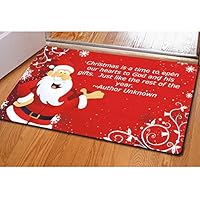 Buybai Doormat Outside Indoor Outdoor Doormats Cute Christmas Santa Clause Printed Floor Mat Funny Home Decorative Door Mats Bath Rugs Red