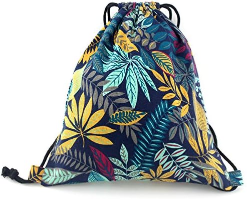 Gym Drawstring Bag Canvas Backpack Lightweight Sackpack Sack Cinch Bag for School Storage Sports Outdoor Travel(Maple Leaf)