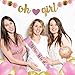 56pcs Mom's Nature Premium Girl Baby Shower Decorations for Girl Set Pink and Gold Party Supplies Oh Baby Balloon It's a Girl Banner Mom to Be Sash Flower Paper Pom Pom Table Decoration Gold Backdrop