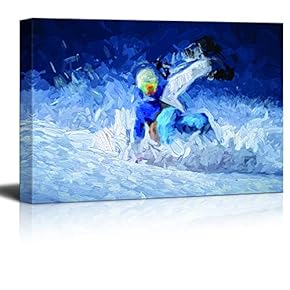 Canvas Wall Art Snowboarding Pictures Home Wall Decorations for Bedroom Living Room Paintings Canvas Prints Framed - 12x18 inches