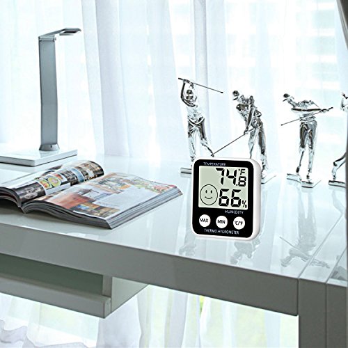 Digital Thermometer Indoor Hygrometer Humidity Meter Room Temperature Monitor Large LCD Display Max/Min Records for Home Car Office by SoeKoa (2 Pack) - Thumbnail 5