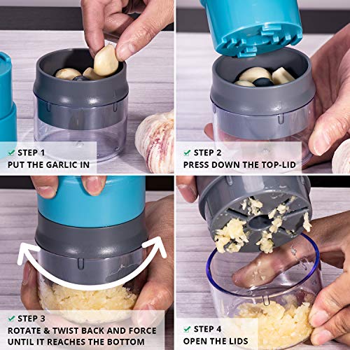 DOVAVA Can Opener, Garlic Press, Peeler,Garlic Peeler,Cleaning Brush Kitchen Accessories Tool Set-5 for Family Cooking Walnut Peanut Ginger