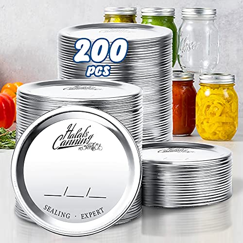 200Count Regular Mouth Canning Lids for Ball, Kerr Jars, Reusable