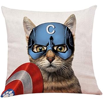 yuzi-n Captain Cat America Throw Pillow Covers, Cushion Cover for Sofa Couch Decor Home Decor 18