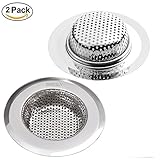 BRIESLY Set of 2 Stainless Steel Kitchen Sink Strainer - Large Wide Rim 4.5