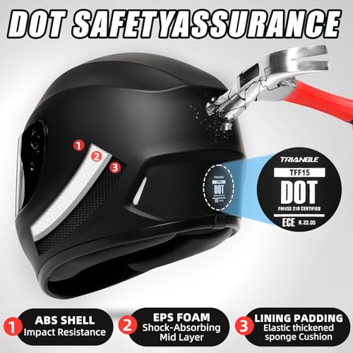 TRIANGLE MOTORCYCLE HELMETS FULL FACE MOTORCYCLE HELMET FOR MEN & WOMEN WITH TINTED AND CLEAR VISOR MEET DOT APPROVED