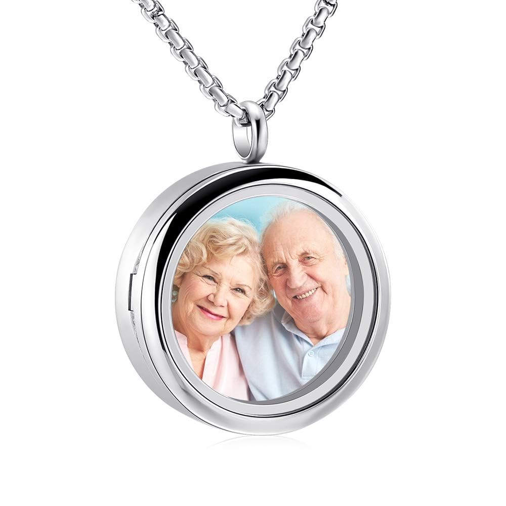 QGJNSGC Cremation Locket Necklace for Ashes of Loved One Carry Photo Glass Memorial Urn Jewelry Keepsake Ashes Locket Pendant Jewellery Gifts