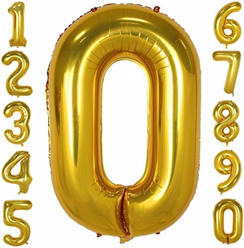 1973 OI 40 Inch Large Number Balloons Gold Mylar Foil Big Number 0 Giant Helium Balloon Birthday Party Decoration