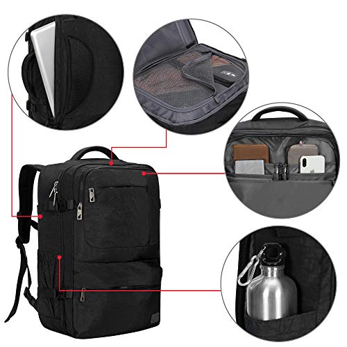 Hynes Eagle 44L Carry on Travel Backpack with Water Resistant Shoe Bag 3 pcs Set Black - Thumbnail 4