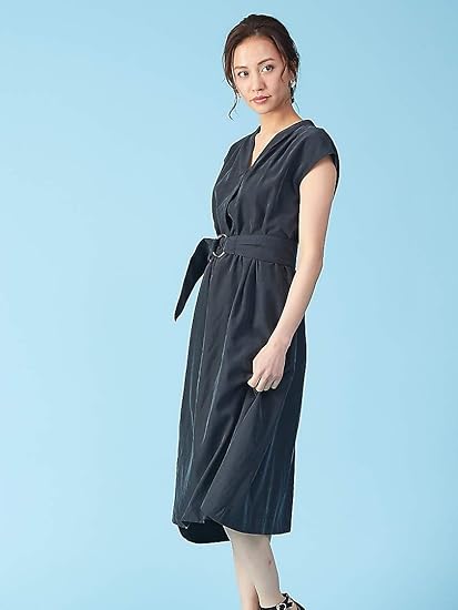 Amazon ルージュ ヴィフ ラクレ Rouge Vif La Cle ワンピース ドレス フレンチ袖ショルダータックワンピース レディース ワンピース チュニック 通販