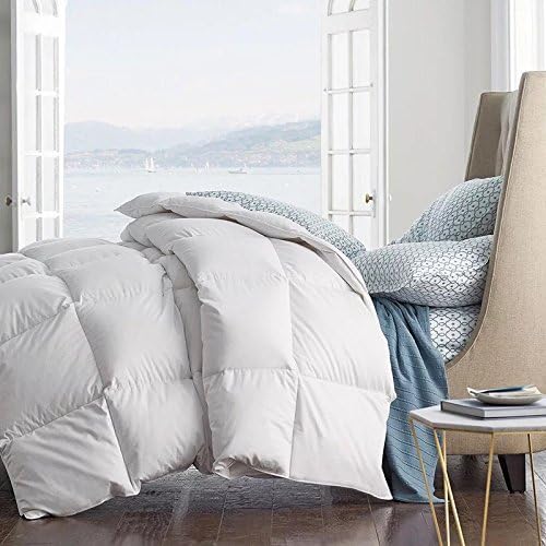ROSE FEATHER Summer Spring Down Comforter Light Weight Duvet Insert Solid Fluffy Soft Warm Hypoallergenic Oversize TwinXL Full Queen King Cal King-(White, Full/Queen 90x90inch)