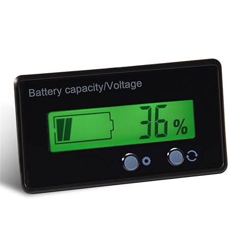 Richer-R LCD Akku Kapazität Voltmeter, Universal LED Digital Batteriestatus Ladeanzeige Monitor Batteriemessgeräte,Wasserdich