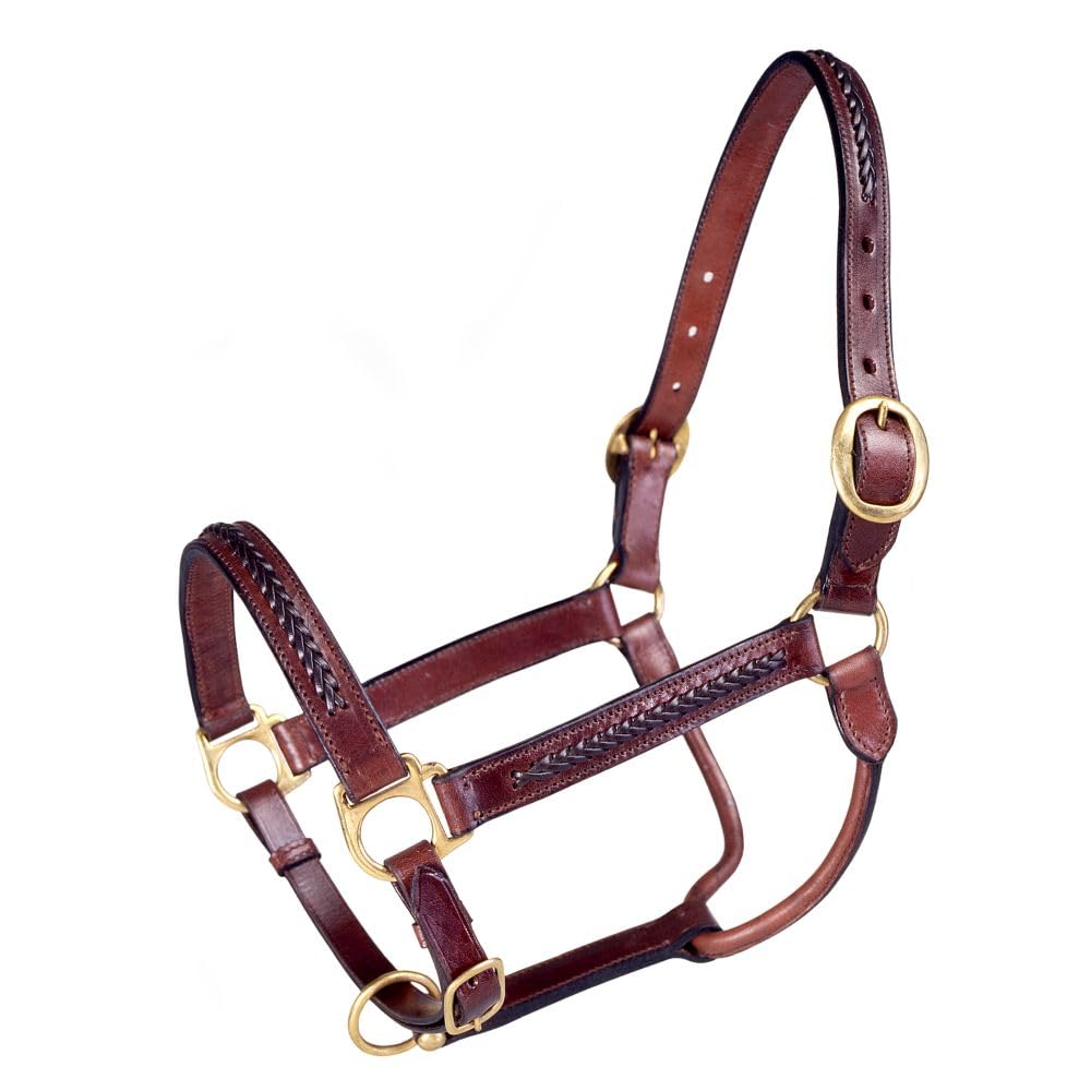 Tough 1 Royal King Braided Leather Halter, Brown