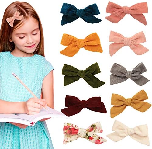 Hair clips bows for toddler girls - girl bow hair accessories barrettes - alligator clip for Teens Kids Toddlers (Corduroy Color Mix)