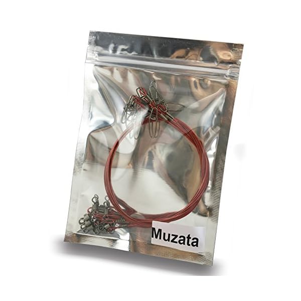 Muzata-10PCS-Fishing-Stainless-Steel-Trace-Wire-Leader-Spinner-Swivel-Line-197Inch-Length-50pound-Tested