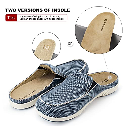Mens Slippers with Arch Support, Canvas House Slipper for Men with