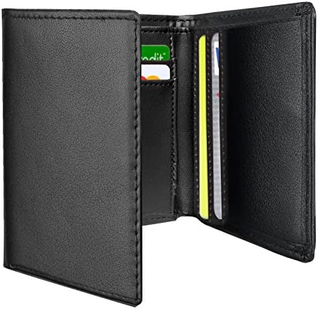 Mens Trifold Wallet RFID Blocking Leather Security Wallet for Men with ID Window