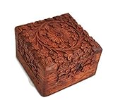 StarZebra Jewelry Box Novelty Item, Unique Artisan Traditional Hand Carved Rosewood Jewelry Box From India