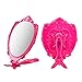 PROBEAUTIFY Decorative Hand Held Mirror | Butterfly Design | 180 Degrees Folding | Portable Travel Makeup Mirror (Hot Pink, 10
