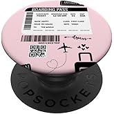 Cute Airplane Boarding Travel Pass Happy Doodle Blush Pink PopSockets Adhesive PopGrip