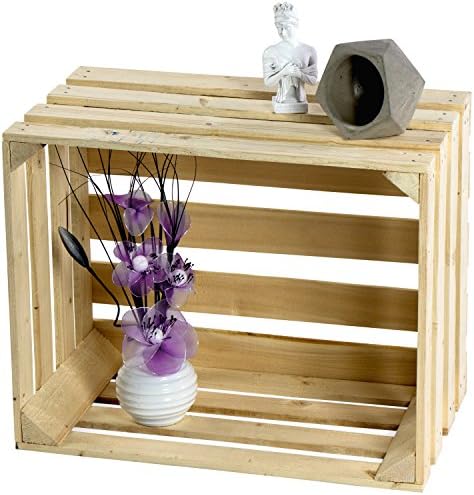 Massive Farm Shop Style Wooden Slatted Apple Crate Display Shelving and Storage – Untreated Pine – approx. 50 x 40 x 30 cm – VENKON