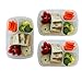 FIXBODY 3-Compartment Bento Lunch Box Containers for Kids & Adults Multi Color Containers with Lids, Set of 3