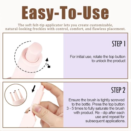 LBOYLOVE® Upgrade Faux Freckle Stamp Pen Waterproof Fake Freckles Makeup Tool, Natural-Looking Freckle Maker & Spray with Multi-Prong Precision Stamp Head, Long-Lasting Sunkissed Makeup (2# Medium)